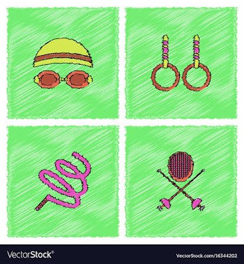 Set of olympic game design in hatching style vector image