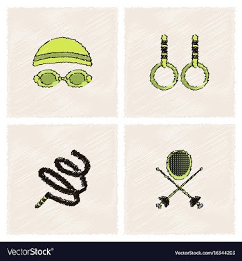 Set of olympic game design in hatching style vector image