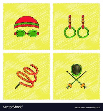 Set of olympic game design in hatching style vector image