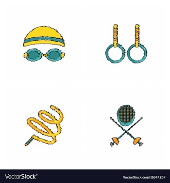 Set of olympic game design in hatching style vector image