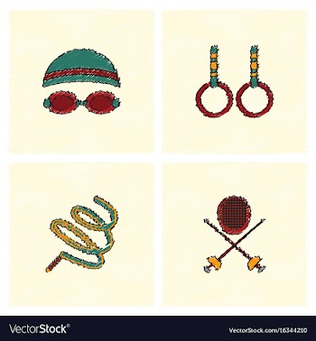 Set of olympic game design in hatching style vector image