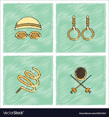 Set of olympic game design in hatching style vector image