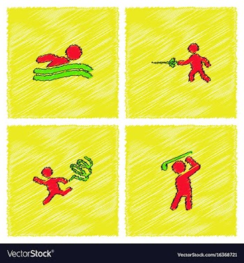 Set of olympic game design in hatching style vector image