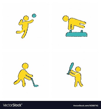Set of olympic game design in hatching style vector image