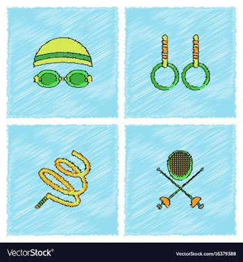 Set of olympic game design in hatching style vector image