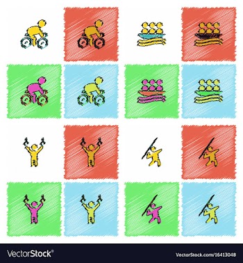 Set of olympic game design in hatching style vector image