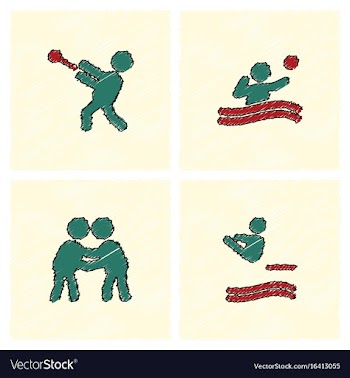 Set of olympic game design in hatching style vector image