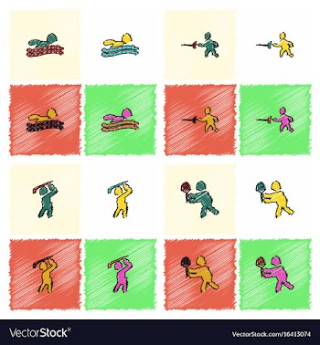 Set of olympic game design in hatching style vector image