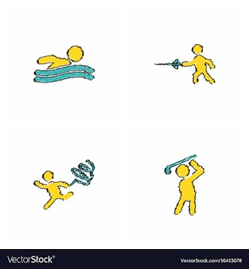 Set of olympic game design in hatching style vector image