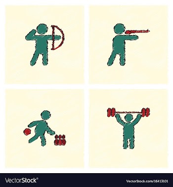 Set of olympic game design in hatching style vector image