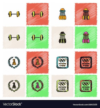 Set of olympic game design in hatching style vector image