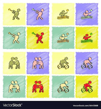 Set of olympic game design in hatching style vector image