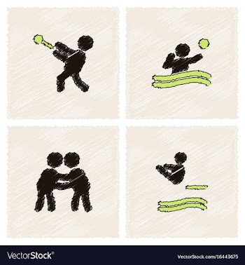 Set of olympic game design in hatching style vector image