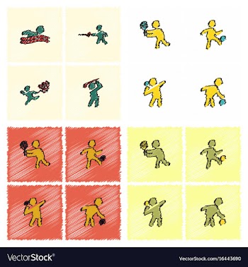 Set of olympic game design in hatching style vector image