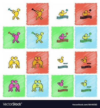 Set of olympic game design in hatching style vector image