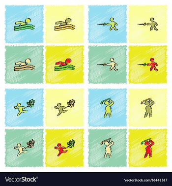 Set of olympic game design in hatching style vector image