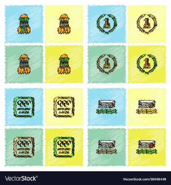 Set of olympic game design in hatching style vector image