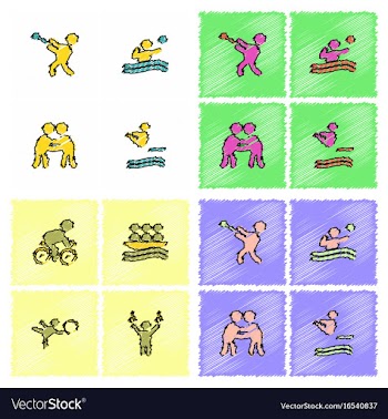 Set of olympic game design in hatching style vector image