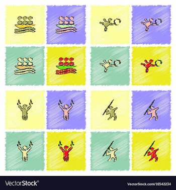 Set of olympic game design in hatching style vector image