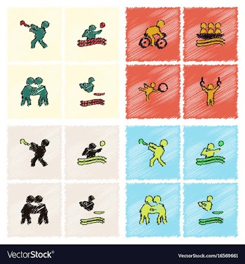 Set of olympic game design in hatching style vector image