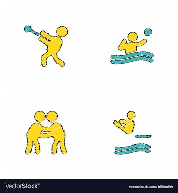 Set of olympic game design in hatching style vector image