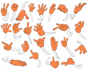 Set of orange hands Free Vector