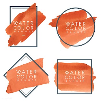 Set of orange watercolor banner design vector | Free stock vector - 512717