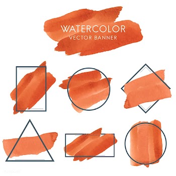 Set of orange watercolor banner design vector | Free stock vector - 512722
