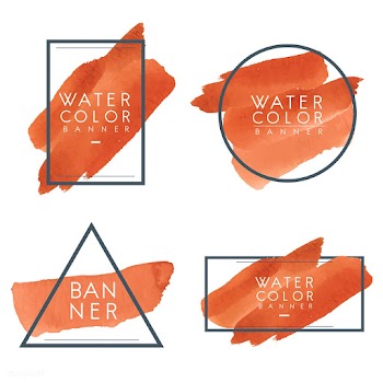 Set of orange watercolor banner design vector | Free stock vector - 512723