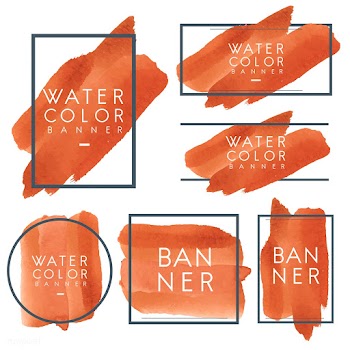Set of orange watercolor banner design vector | Free stock vector - 512724