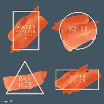 Set of orange watercolor banner design vector | Free stock vector - 512728
