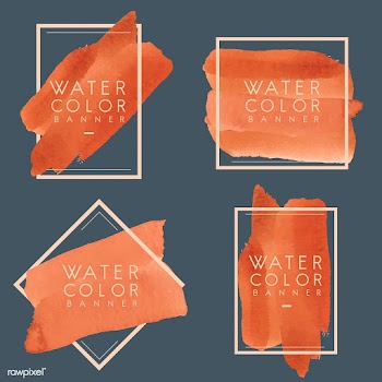 Set of orange watercolor banner design vector | Free stock vector - 512729