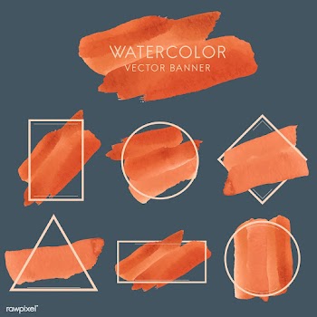 Set of orange watercolor banner design vector | Free stock vector - 512748