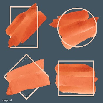 Set of orange watercolor banner design vector | Free stock vector - 512860