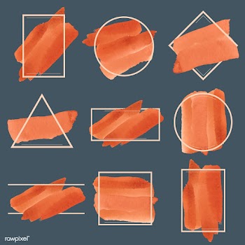 Set of orange watercolor banner design vector | Free stock vector - 512861