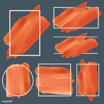 Set of orange watercolor banner design vector | Free stock vector - 512863
