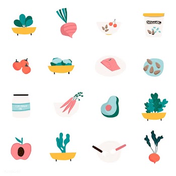 Set of organic food icon vectors | Free stock vector - 516523