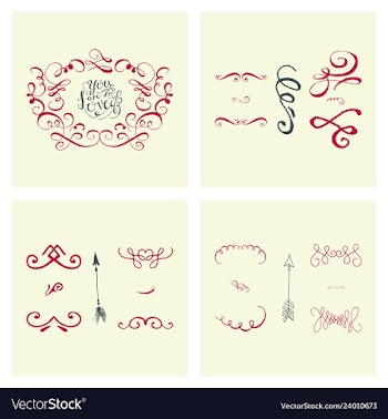 Set of ornate frame elements vintage and filigree vector image