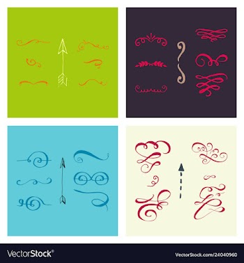 Set of ornate frame elements vintage and filigree vector image