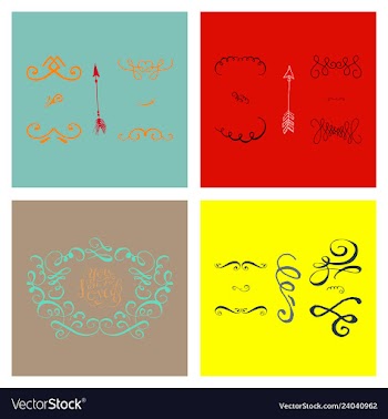 Set of ornate frame elements vintage and filigree vector image
