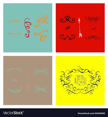 Set of ornate frame elements vintage and filigree vector image