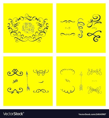 Set of ornate frame elements vintage and filigree vector image