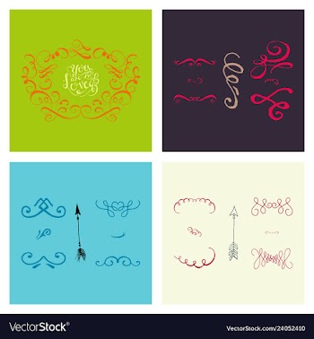 Set of ornate frame elements vintage and filigree vector image