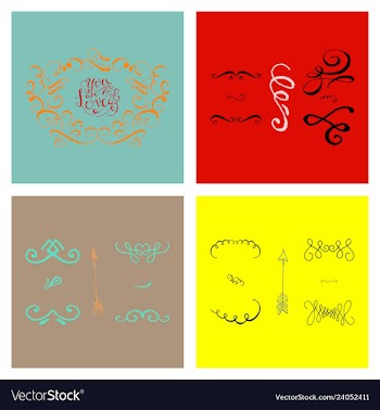 Set of ornate frame elements vintage and filigree vector image