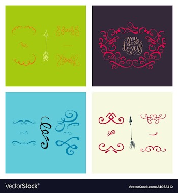 Set of ornate frame elements vintage and filigree vector image