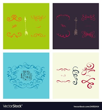 Set of ornate frame elements vintage and filigree vector image