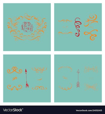 Set of ornate frame elements vintage and filigree vector image
