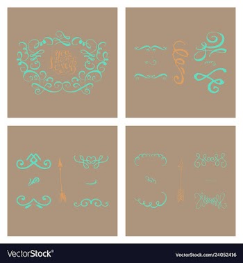 Set of ornate frame elements vintage and filigree vector image