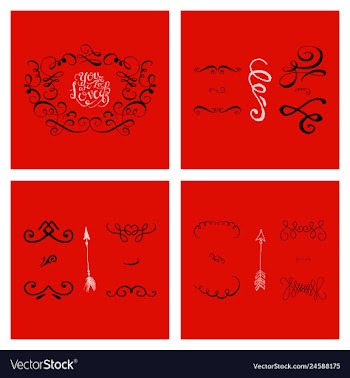 Set of ornate frame elements vintage and filigree vector image