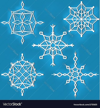  					Set of ornate snowflakes against blue background vector image														